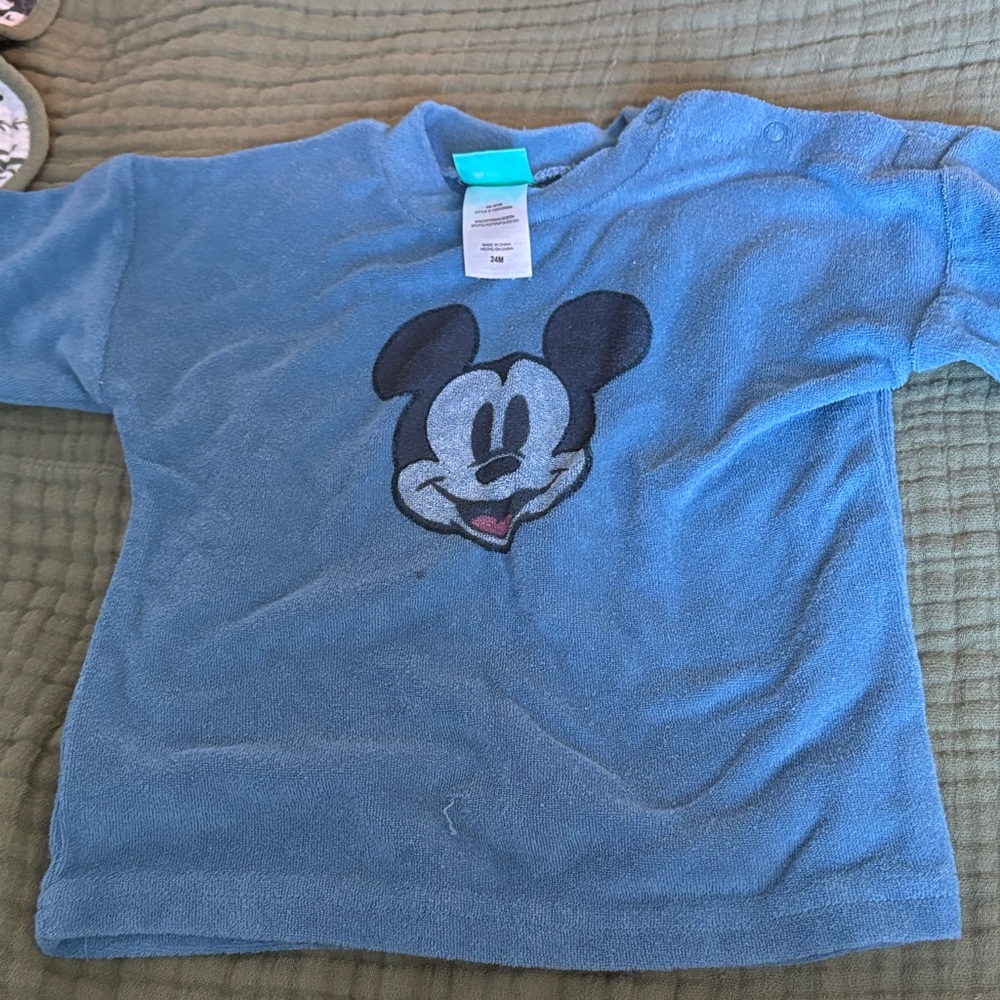 Disney Blue terry cloth shirt with Mickey Mouse Graphic